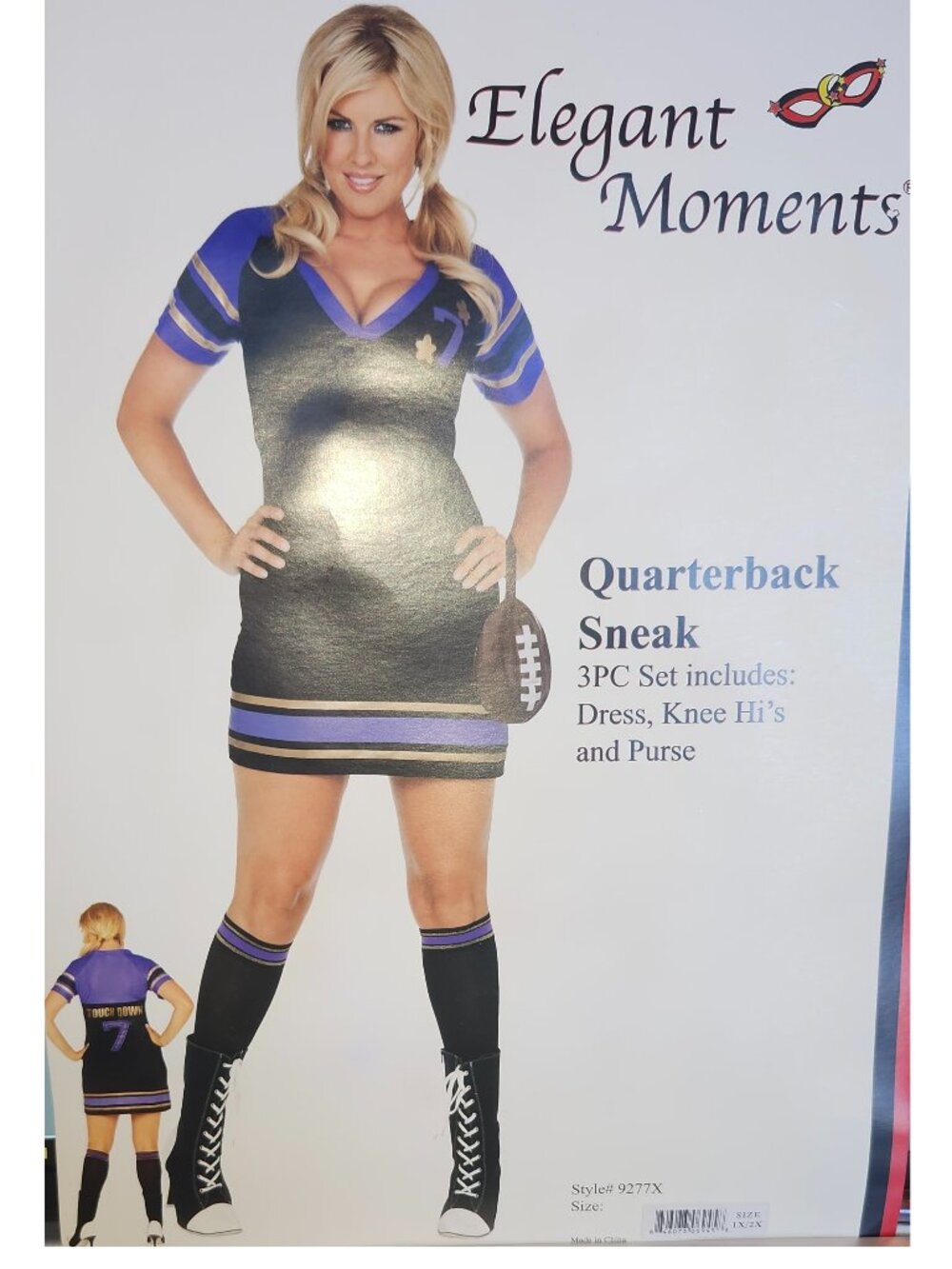 NEW EM9277X Sexy 3 piece Quarterback Sneak Women's Football Plus Size Costume